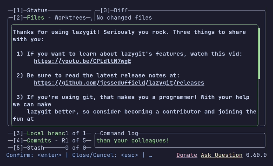 lazygit interactive rebase — squash and reword commits visually